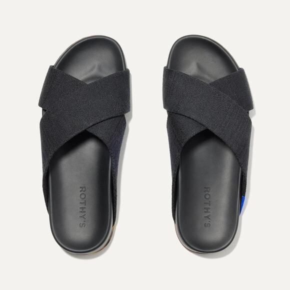 Rothy’s The Weekend Slide Black Sandals Women’s 7 New Without Box - Picture 1 of 8